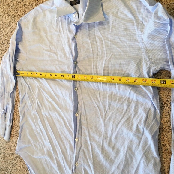 Baroni Couture Size 16.5 Mens Blue Stripe Textured Button Up Shirt Long Sleeve - Picture 5 of 9